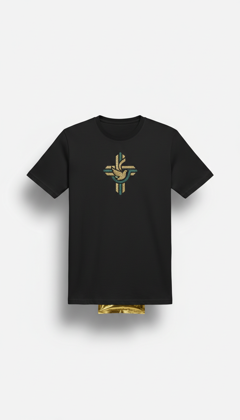 Black Embroidered Faith Motif Tee