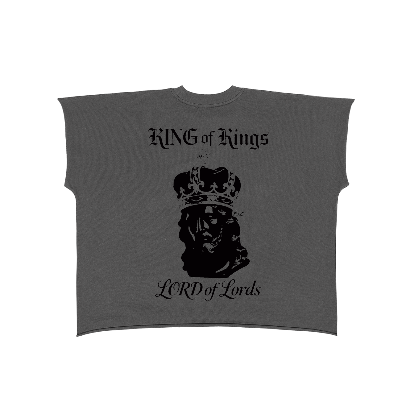 Raw Edge Boxy Non-Shrink T-Shirt | KING of Kings | Black / White / Dark Grey