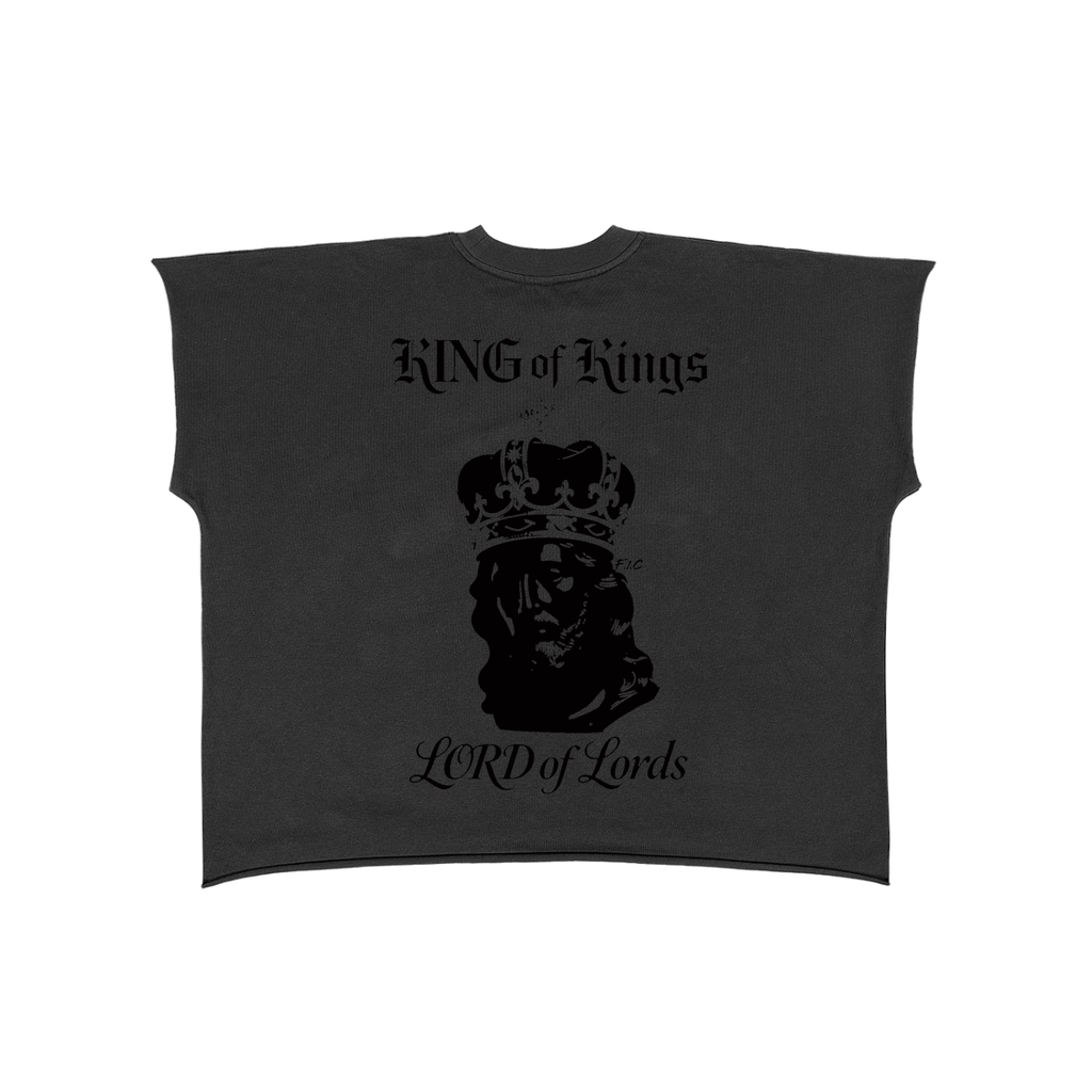 Raw Edge Boxy Non-Shrink T-Shirt | KING of Kings | Black / White / Dark Grey