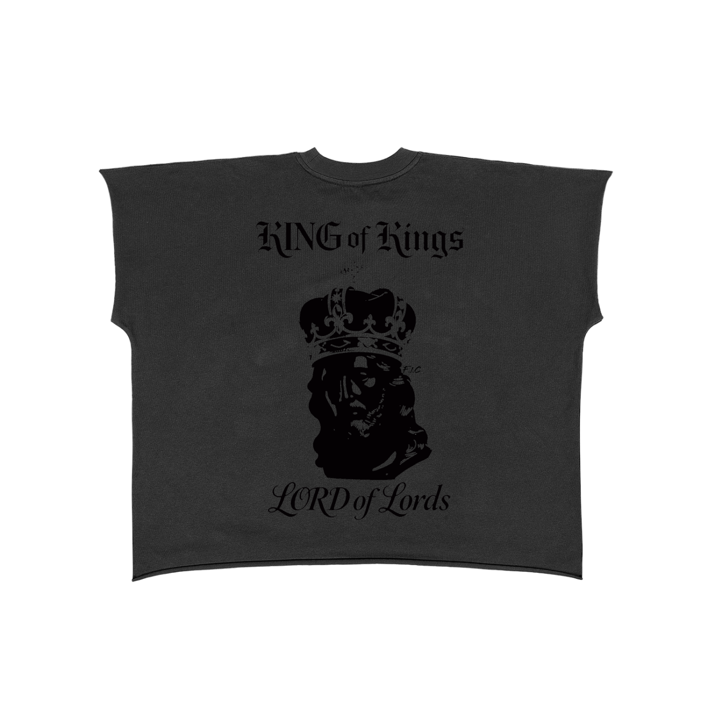 Raw Edge Boxy Non-Shrink T-Shirt | KING of Kings | Black / White / Dark Grey